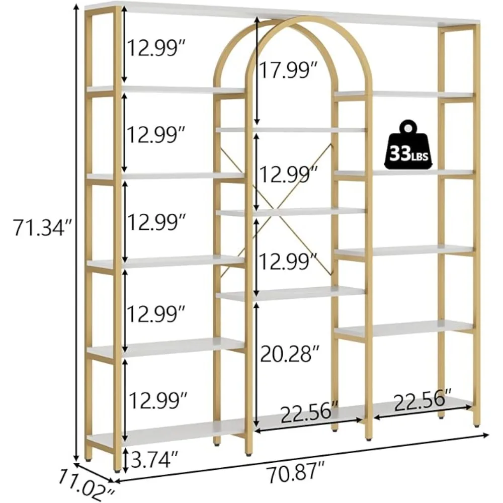 Triple Wide 5-Tier Bookshelf, 70.87