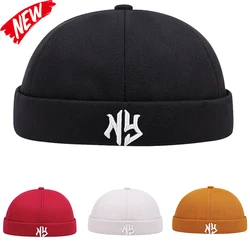 NY Embroidery Short Fashion Hat Women Trend New Retro Brimless Melon Skin Hat Versatile Hat Men Street Hip Hop Cap Without Visor