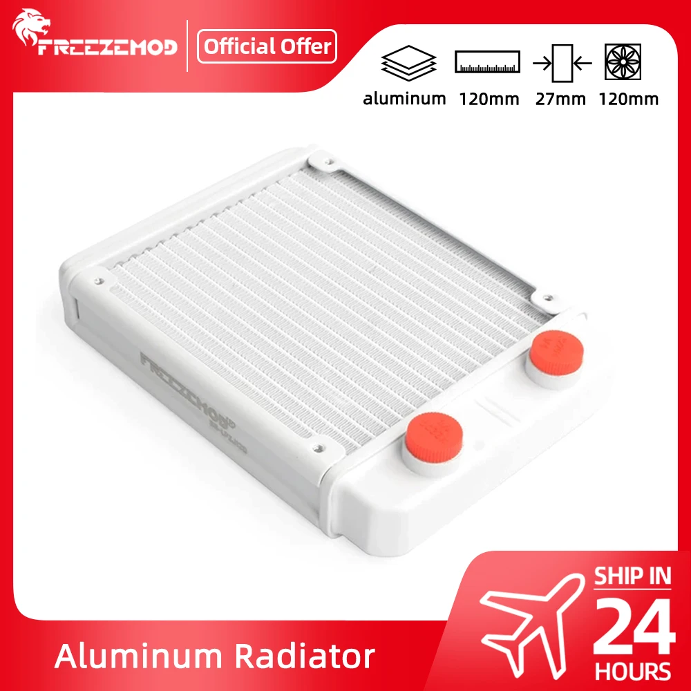 

FREEZEMOD 12cm Aluminum Heatsink Water Cooling 120mm Radiator White Thread Liquid Cooler 17 Wave Crest Fins ROHS SR-LPZJ120