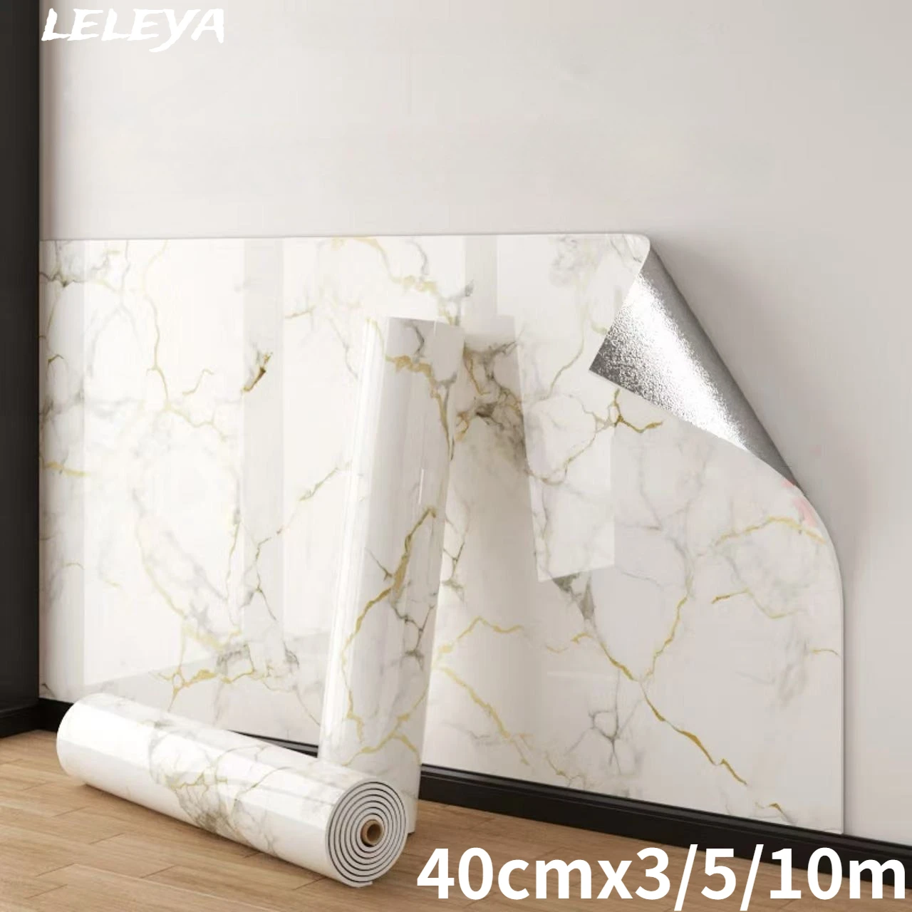 

Self Adhesive Marble Wall Stickers Waterproof Peel Stick Vinyl Decals for Living Room Bathroom Easy Install Home Decor