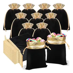 10pcs Golden Mouth Velvet Pouch with Drawstring Pouch Gift Bag Jewelry Accessories Packing For Wedding Party Small Businesses
