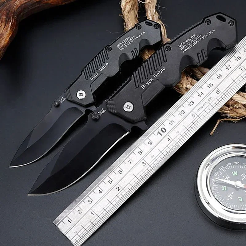 

Black Folding Blade Knife Tactical Hunting Survival Knife Pocket Knives Utility Camping Outdoor Combat Portable Knife Multi Tool