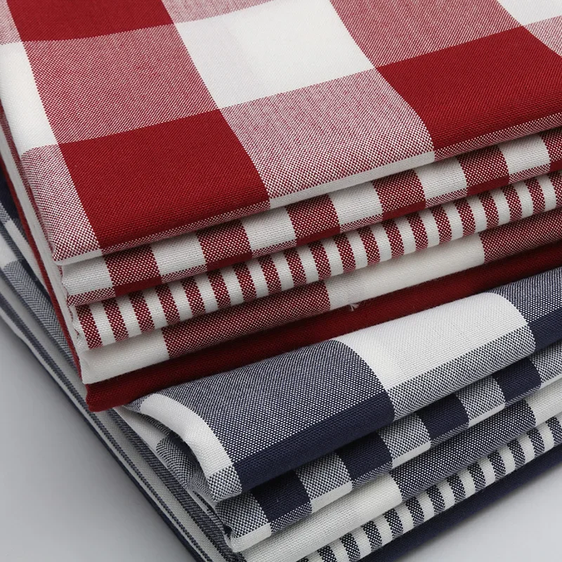 Thickened Cotton and Linen Fabric Striped Checkered Solid Color Sofa Fabric Tablecloth Curtains DIY Home Yarn Dyed Linen Fabric - Image 2