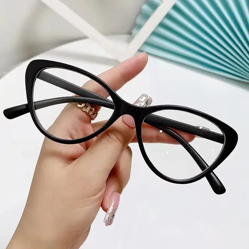 Trendy Fashioanle Blue Light Blocking Glasses Glass Women Cat Eye Glasses Temperament Anti Radiation Flat Lenses очки мужские