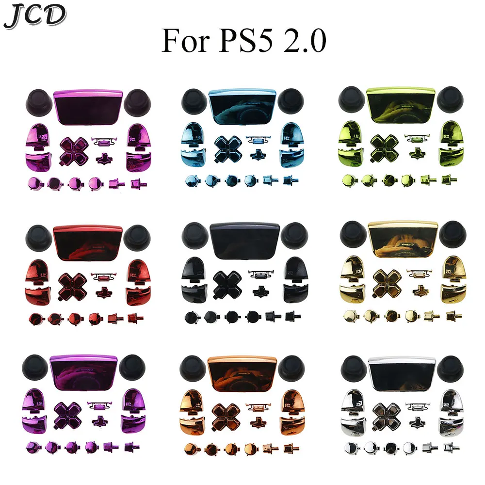 

JCD For PS5 2.0 Replacement Chrome Buttons L1 R1 L2 R2 D-Pad Triggers Share Options Face-plate Full Set for PS5 V2 Controller