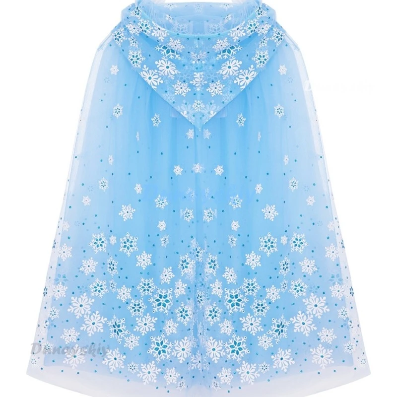 Ragazza principessa Cosplay accessori per feste mantello neve ghiaccio Gilr regina Costume mantello paillettes Tulle mantello di Halloween