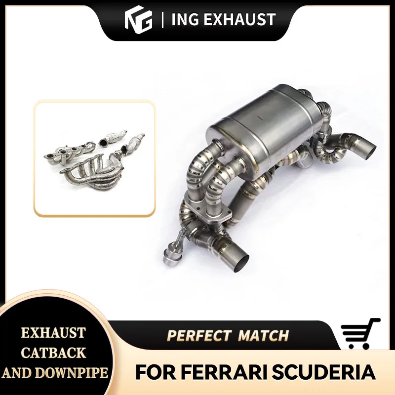 

ING Ti Alloy Vacuum Valve Catback+downpipe+manifold for Ferrari F430 SCuderia 4.3L Muffler Prime Color full Exhaust System