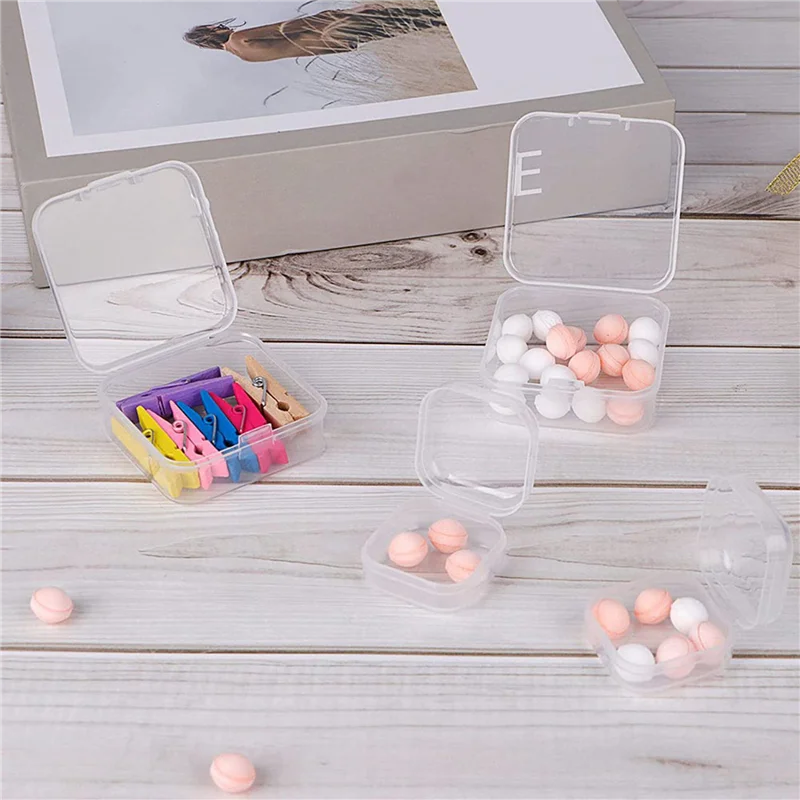 ABRS-Contenitori portaoggetti per perline in plastica trasparente Contenitori portaoggetti con coperchio incernierato Scatola portaoggetti per monete, 8 pezzi