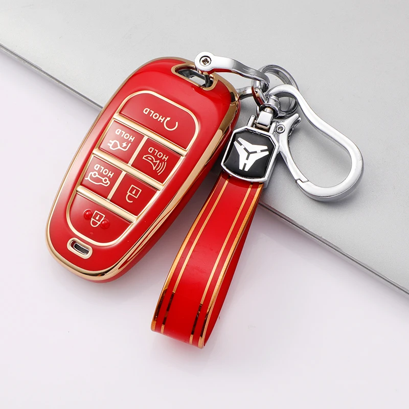 TPU Key Case Car Key Cover for Hyundai Palisade 2023 Atos Solaris Prime Nexo Sonata Staria Ioniq Tucson Santa Fe 2021 2022