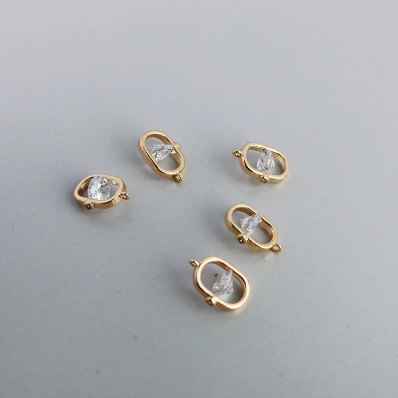 14K Copper Gold-Plated Hourglass Pendant With Large Zircon Inlay 8.5*13MM DIY Jewelry Charms Supplies