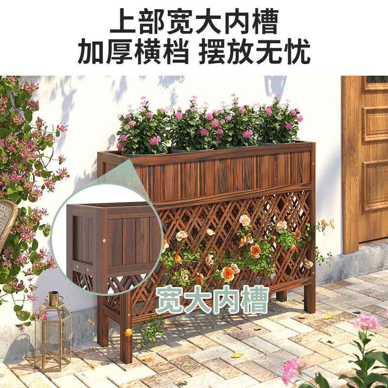 Antiseptic wood fence flower stand flower box outdoor courtyard fence coffee restaurant partition fence catering fenc