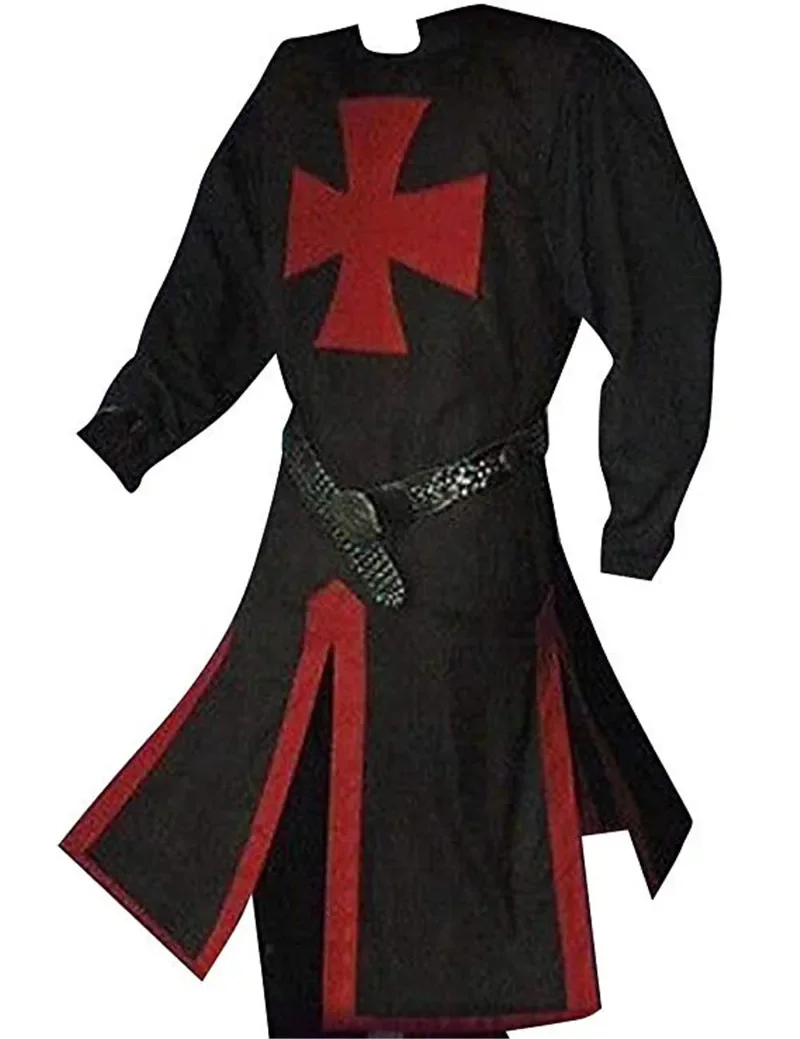 4XL Medieval Warriors Knight Templar Crusader Costume Adult Men Gown Sleeveless Shirt Top Cross Tabard Surcoat Tunic Clothes image 5