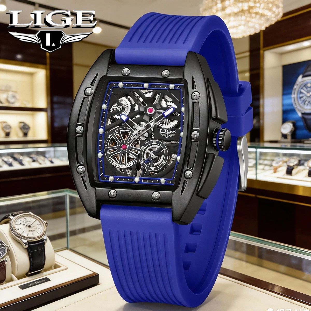 LIGE New Luxury Automatic Watch Waterproof Men Mechanical Wristwatches Sports Diving Watch for Men Reloj montre homme reloj