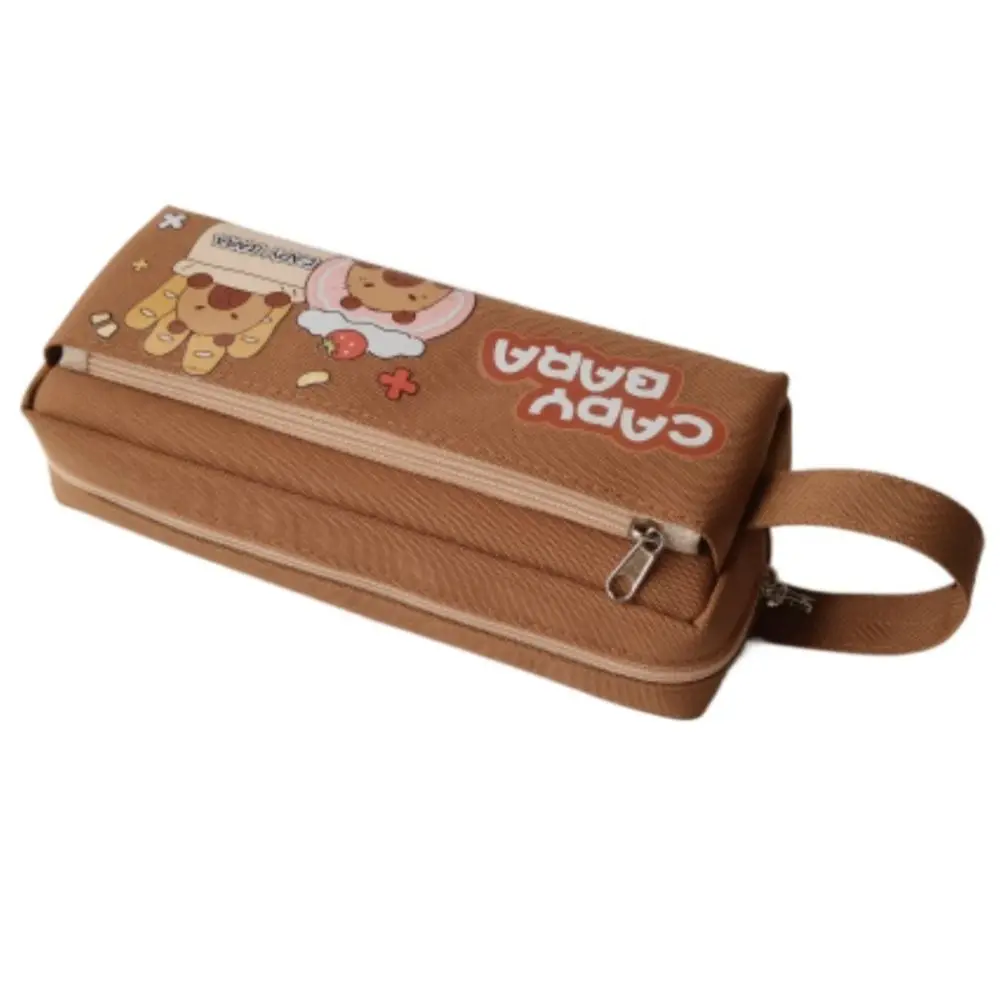 Portable Oxford cloth Capybara Pen Bag Large Capacity Cartoon Stationery Storage Bag Multi-function Kawaii Pencil Case Universal