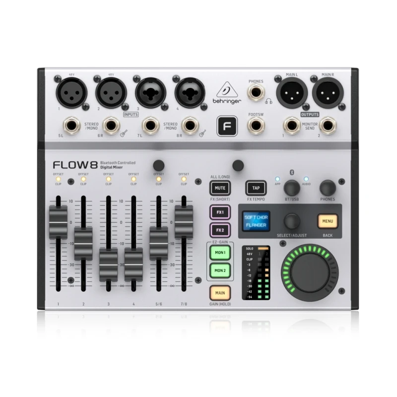 Mixer Digital BEHRINGER FLOW8 com 8 Entradas, Interface USB/Áudio com Alimentação Phantom de 48V para Otimização de Headroom