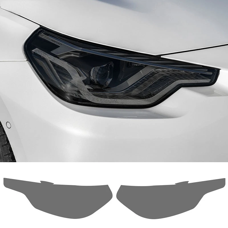 2 Pcs Car Headlight Protective Film Front Light Transparent Smoke Black TPU Sticker For BMW 2 Series Coupe G42 2022 M240i