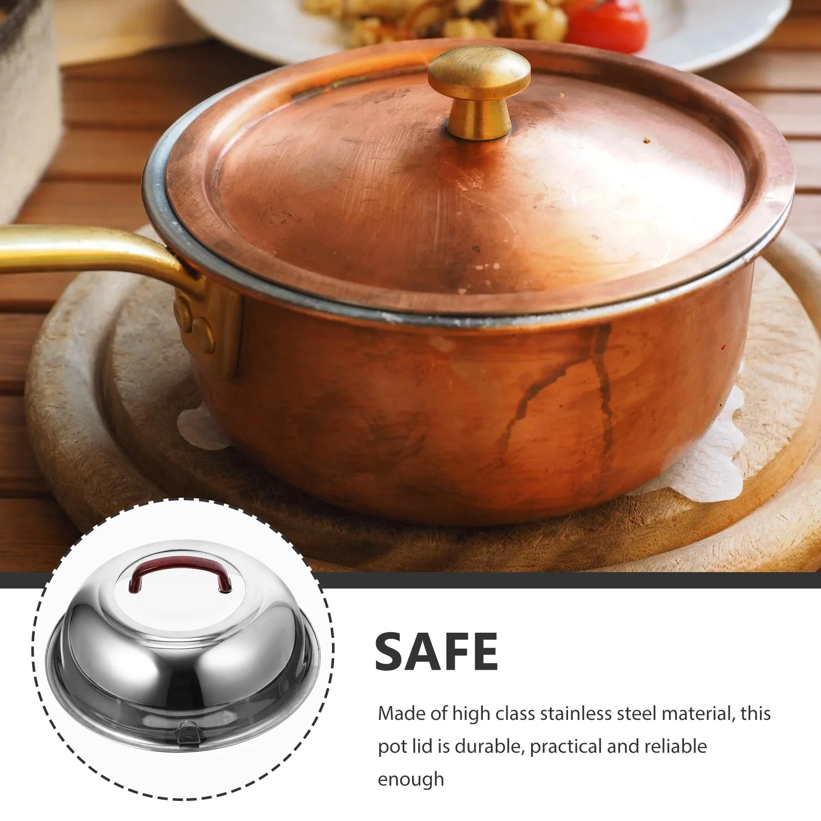 

Stainless Steel Multi-Use Pot Lid Anti-Scald Visible Pan Cover Round Frying Pan Lid Handle Household Kitchen Accessory