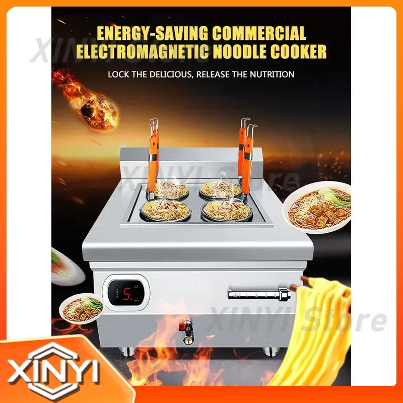 Commercial Noodle Cooker Electric Cooking Machine 6000W Multi-hole 4 Pot Noodle Furnace Porridge Water Boiler Cooker for