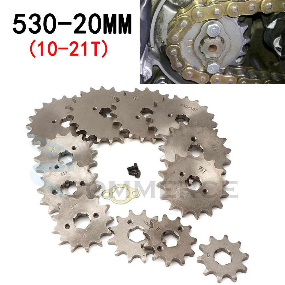 530# 20mm Front Engine Sprocket for Dirt Bike Sprocket 10 11 12 13 14 15 16 17 18 19 20 21 Teeth ATV Quad Buggy Motorcycle