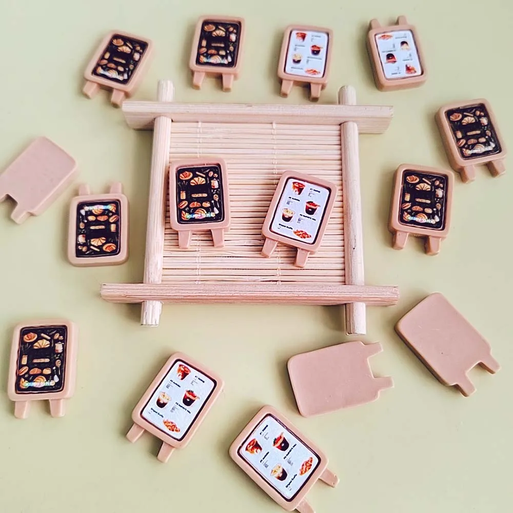 Cartoon Drawing Board Resin Simulation Coffee Board Flatback Cabochon DIY For Scrapbooking Jewelry Doll house Toy Accessories