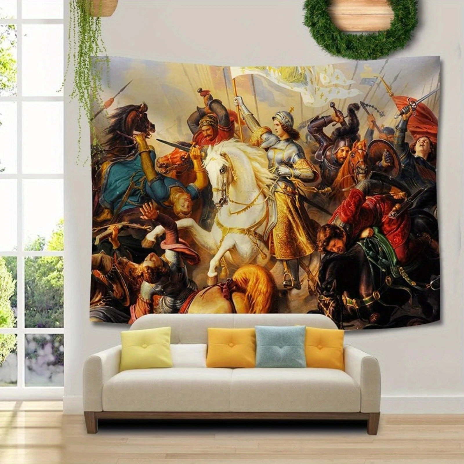 Medieval French Art Saint Joan of Arc Design Tapestry Living Rooms Bedrooms Offices Dorms Birthdays and Home Decor Perfect Gift