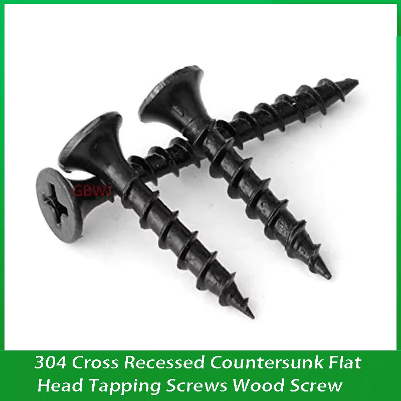 

M4 X15/16/20/25/30/35/40/45/50/60/70 Black Zinc/Colored Zinc 304 Cross Recessed Countersunk Flat Head Tapping Screws Wood Screw