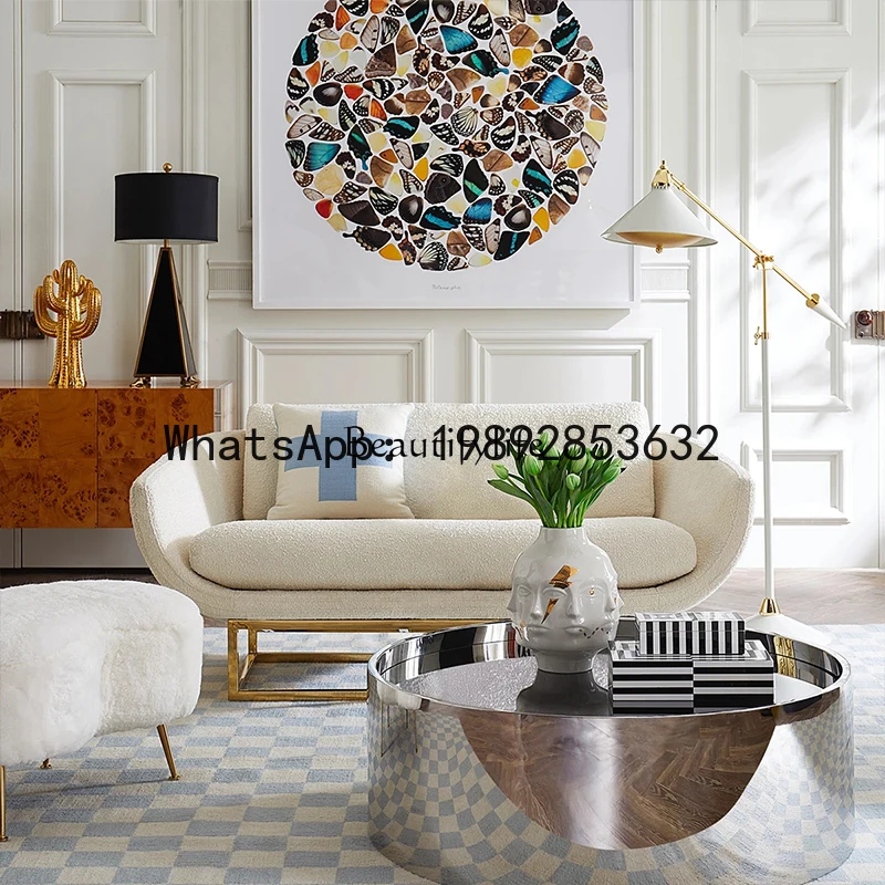 كرسي استرخاء فاخر بتصميم نوردي من صوف الحملان لغرفة المعيشة