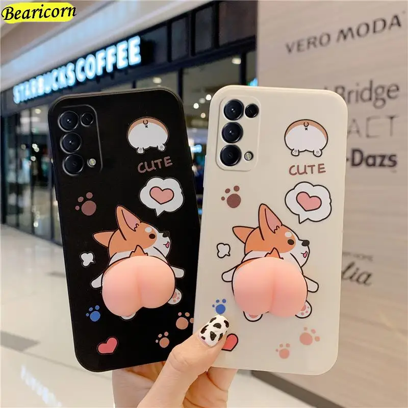 3D Cute Ass Buttocks Pop Fidget Toys Case For Xiaomi Mi 14 Pro 13 Ultra 13T 12 Lite 12T 12S 12X 11 11i 11X 11T Push Corgi Butt