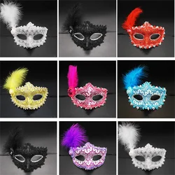 Women Lace Feather Mask Cosplay Masquerade Carnival Party Props Ladies Half Face Cover Sexy Costumes Playing Masques For Girls
