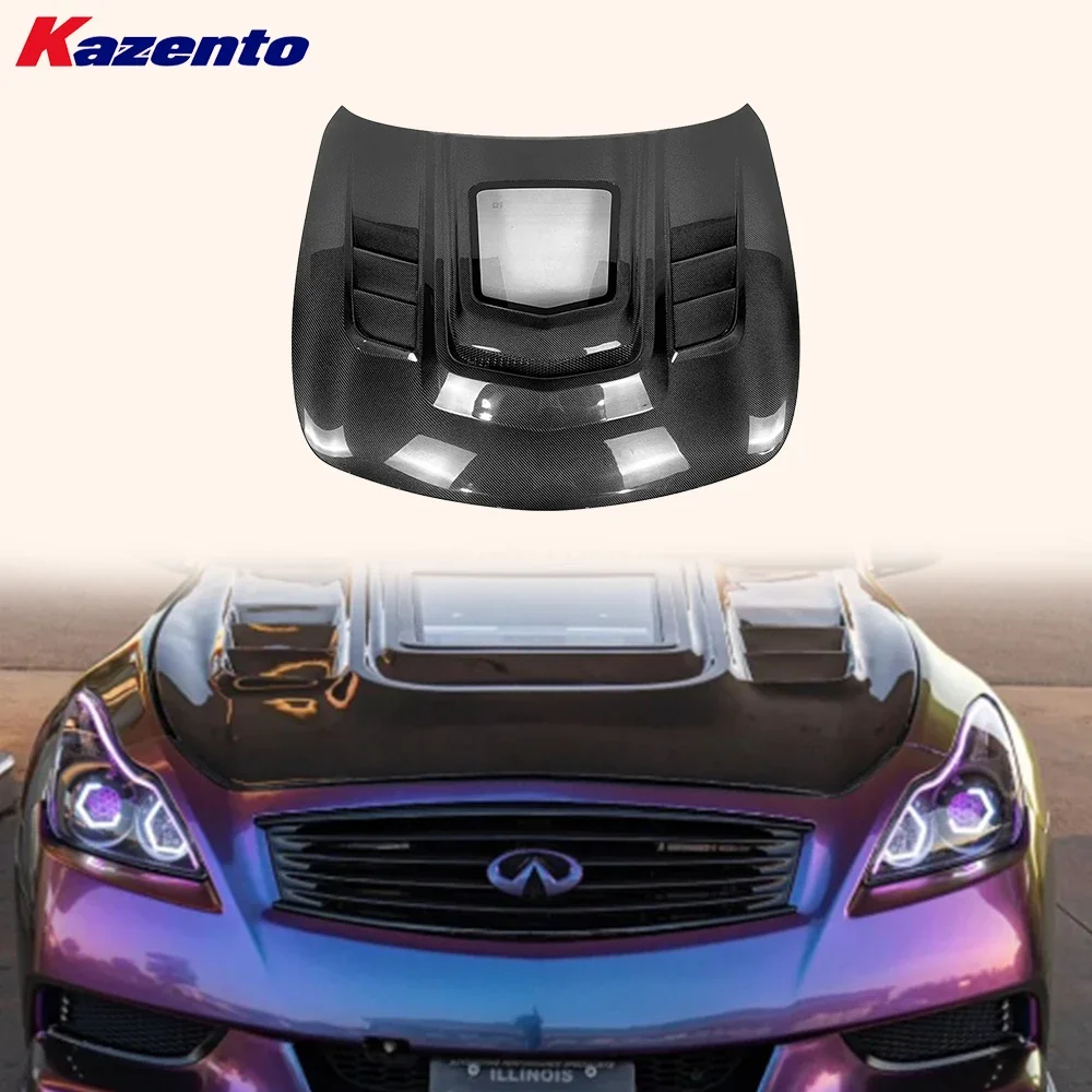

For Infiniti G37 4 Door Sedan 08-13 Carbon Fiber Clear Glass Vented Front Hood
