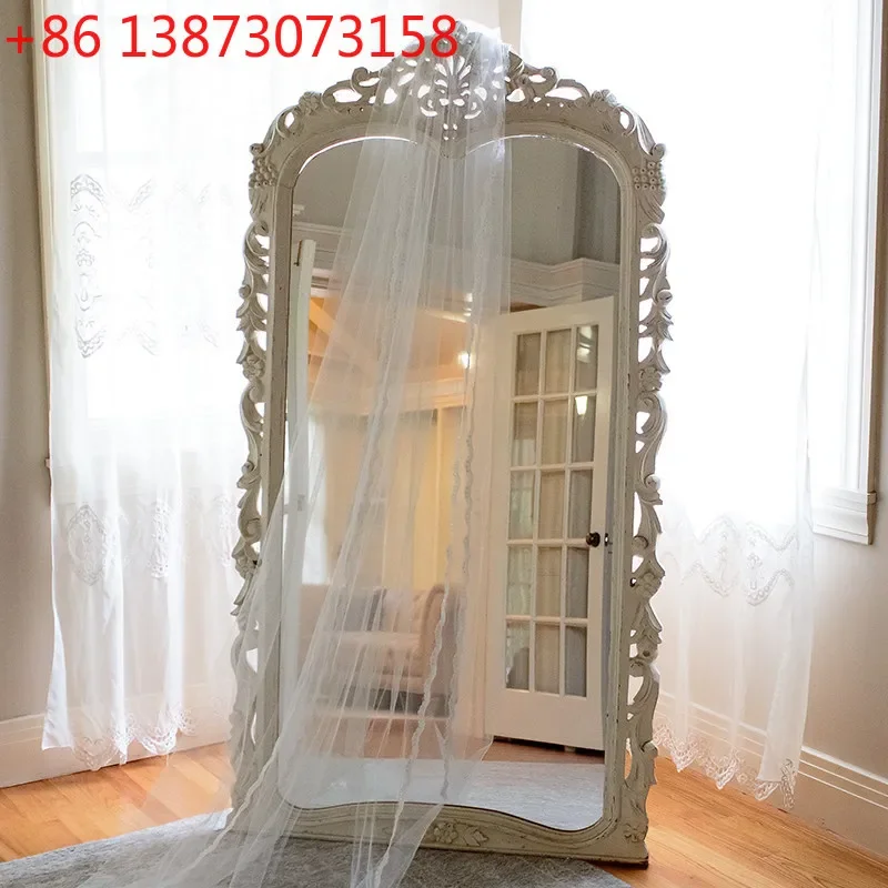 Nordic carved vintage full body mirror court style French villa floor mirror