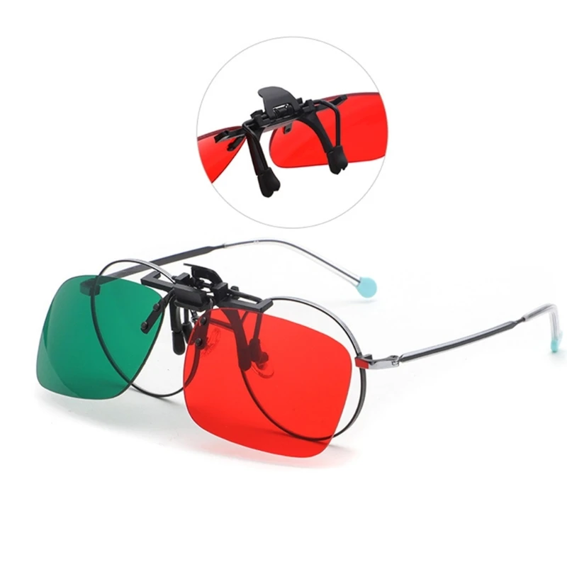 652F Durability Color Blindness Glasses Effectiveness Plastic Metal Clip on   Green Glasses Lens for Color Deficiency Kids