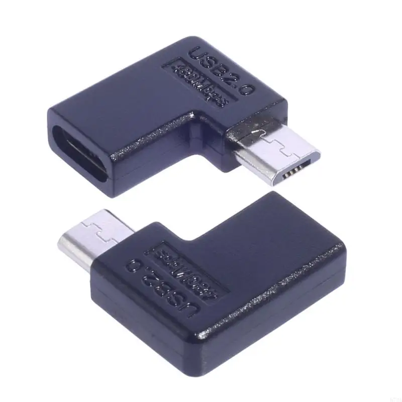 573A 90 graden schuine micro USB-oplaadadapter MicroUSB naar Type C-converter voor verschillende apparaten 480 Mbps