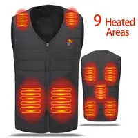 2025 Heat Fever Warm Vest 9 Areas Winter Men Women Black Electric Heated Vest USB Smart Thermal Heating Hunting Hiking Jacket