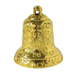 6/8/10cm Golden Christmas Bell with Hanging Hole Unique Texture Plastic Bell Pendant Xmas Decoration Party Supplies Home Decor