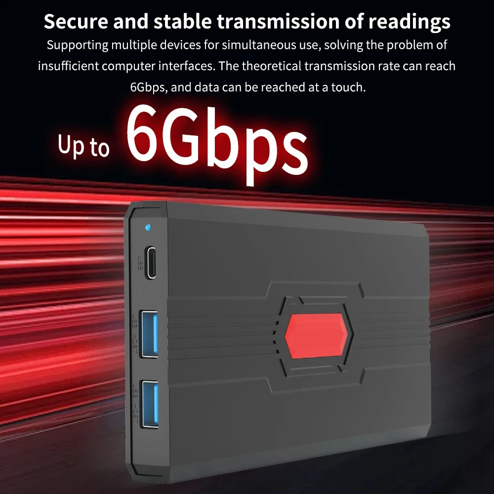 2.5 HDD/SSD Case 6 IN 1 SATA to USB 3.0 Adapter Case 6Gbps HD External Hard Drive Enclosure Box for TF Card Type USB-C Enclosure