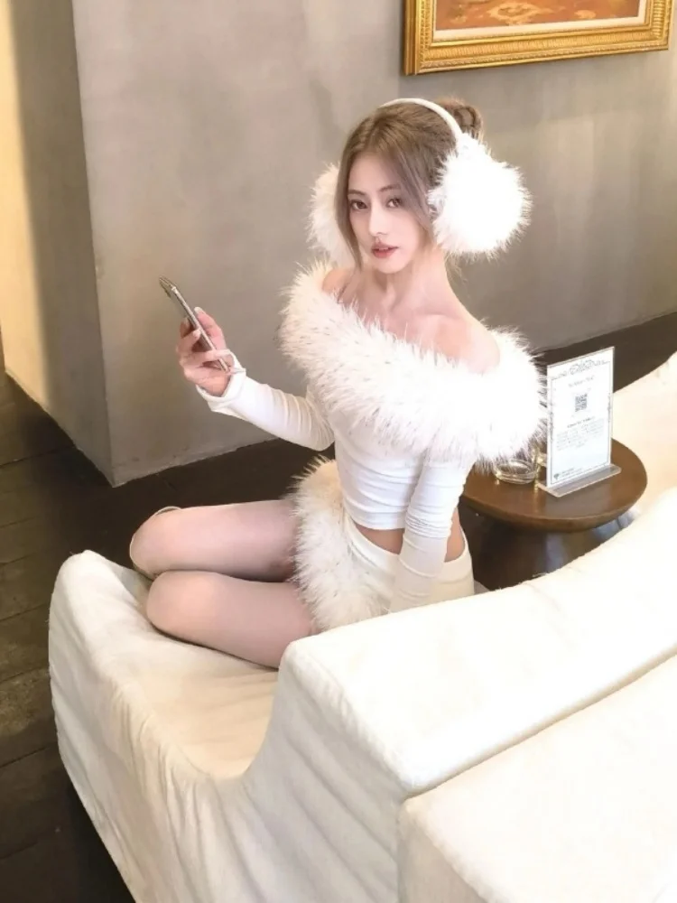 

Утягивающий комплект из двух предметов, женский топ с высокой талией, юбка, красивая зимняя новинка, корейская повседневная рабочая одежда