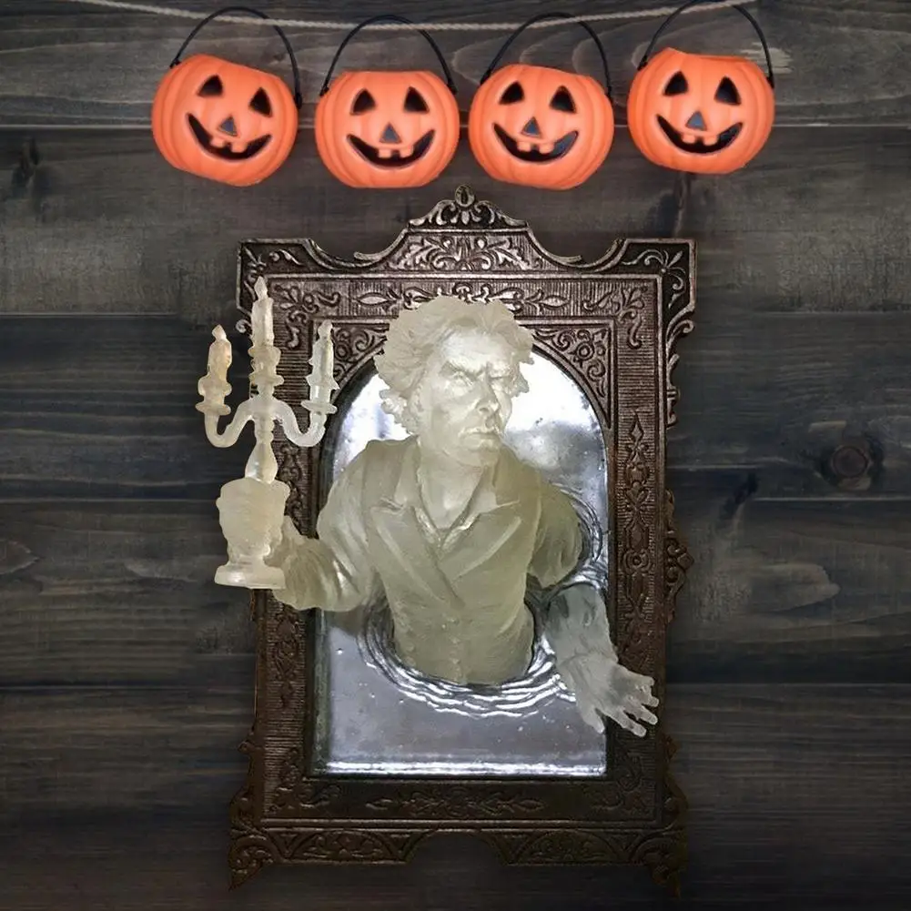 Imagem -06 - Gótico 3d Fantasma no Espelho Halloween Resina Luminosa Quadro Ornamentos de Halloween Parede Pendurado Quadro para Sala Decoração Casa