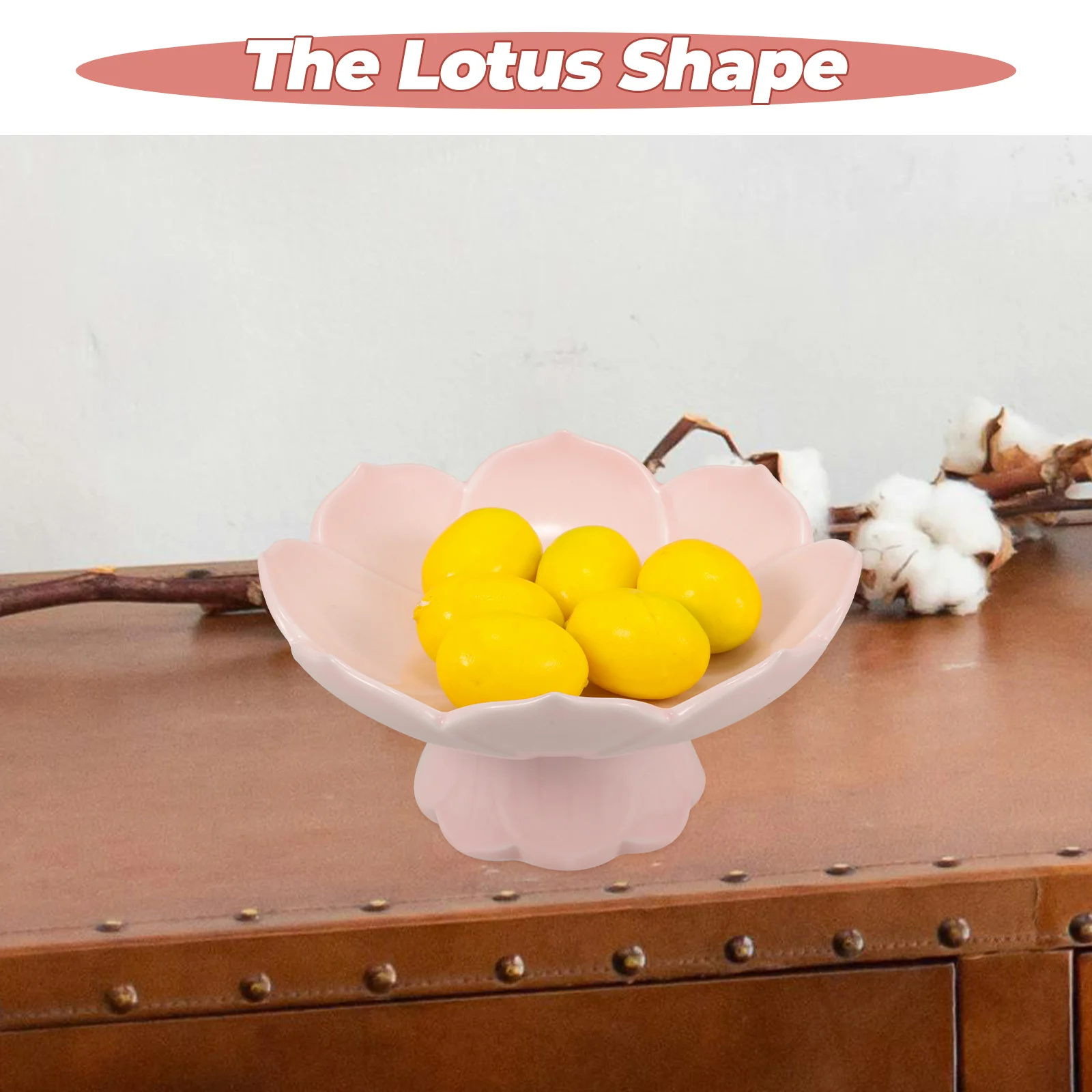 

Lotus Shape Fruit Tray High-Foot Ceramic Fruit Plate for Cakes Dried Fruits Snacks Decorative Dessert Display Stand