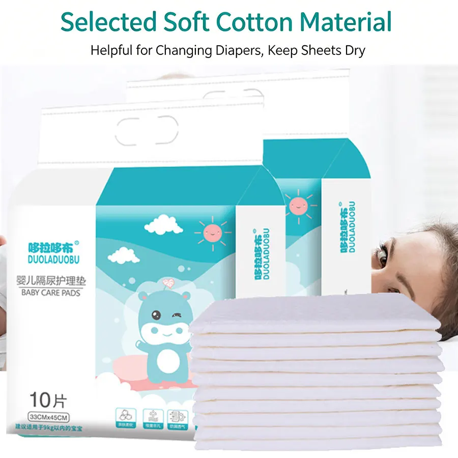 Almohadilla desechable para el cuidado del bebé, colchón impermeable, cubierta para pañales, paquete de 10