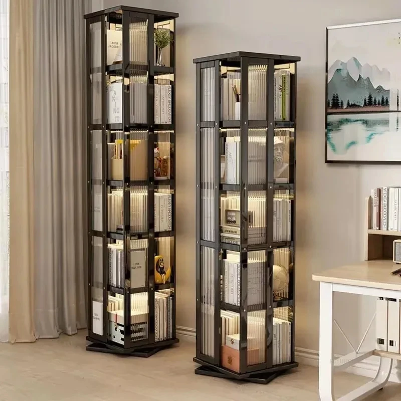Floor-standing Home Rotating Bookshelf Multi-functional Storage Rack Living Room Furniture Multi-layer Storage Bookcases N