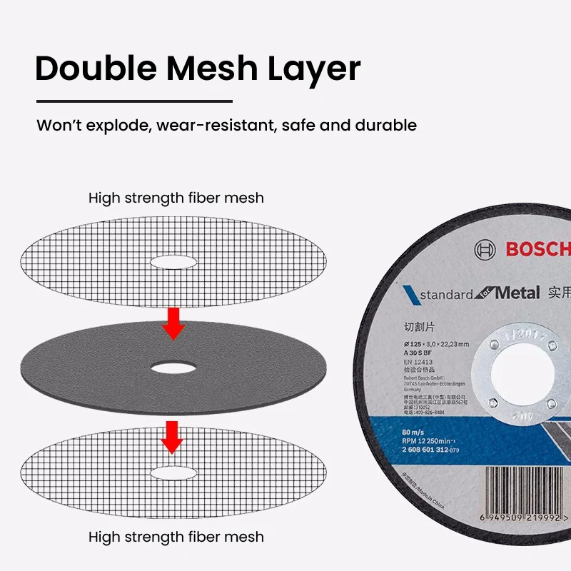 Imagem -05 - Bosch-disco de Corte de Metal Pratical Series Rebarbadora Moedores de Metal e Madeira Cortar Roda 100 mm 105 mm 125 mm 150 mm 180 mm