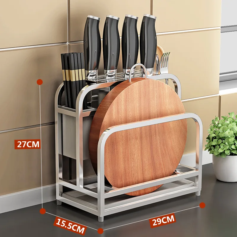 Stainless Steel Kitchen Storage Holder, Floor Type Shelf Rack, Pot Lid Cutting Board Holder, Knife Tableware Organizer