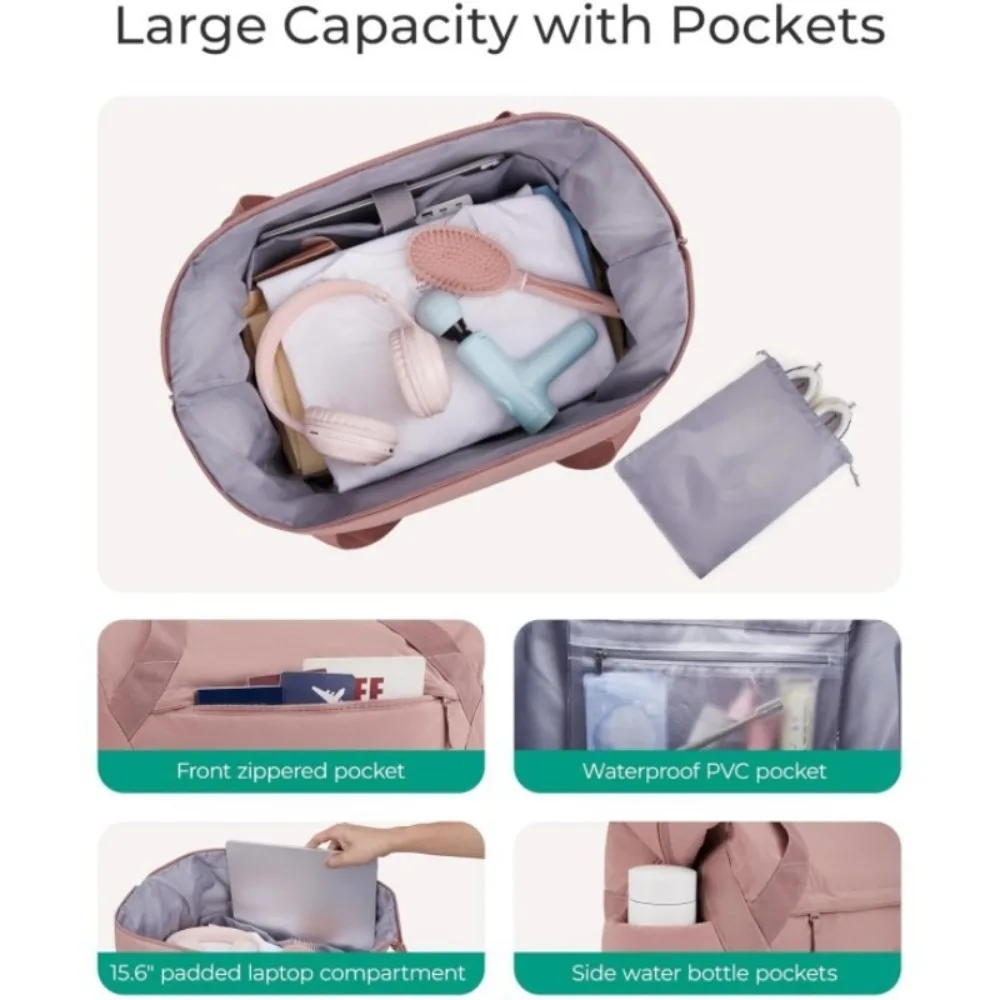 Multifunctional Travel Duffel Bag Large Capacity Light Weight Sports Fitness Bag with Adjustable Elastic Band Waterproof