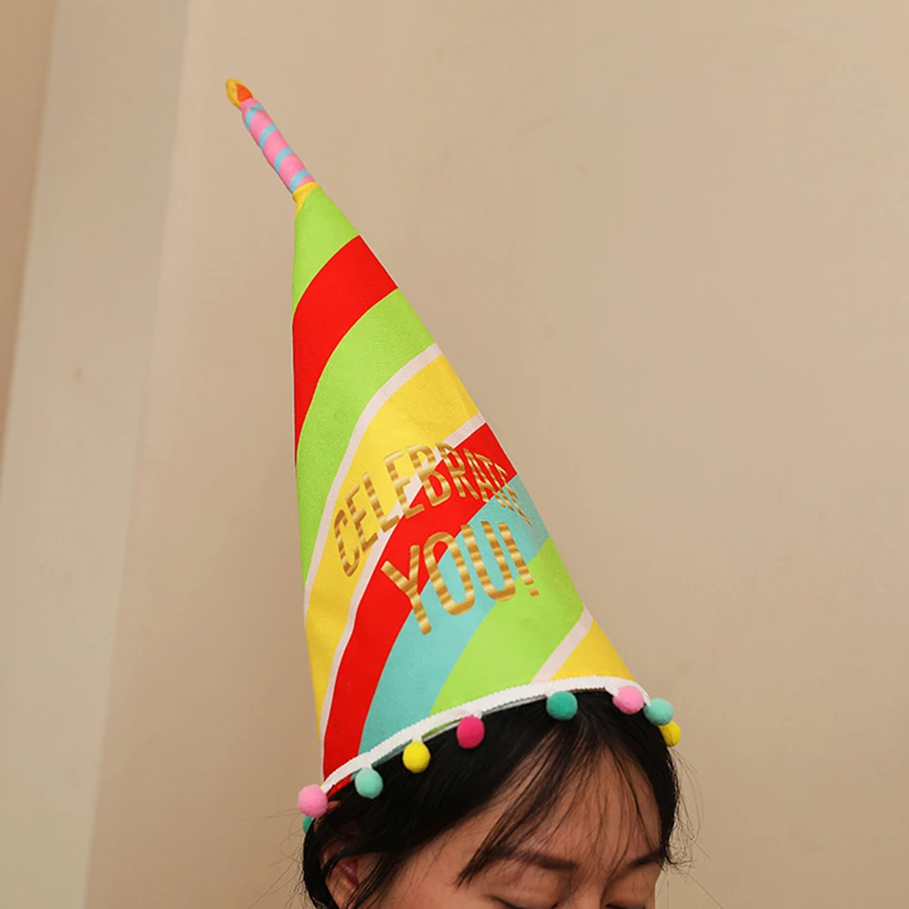 

Party Hat Hats Birthday Cone Cap Colorful Striped Happy Paper Caps Cloth Child Toy