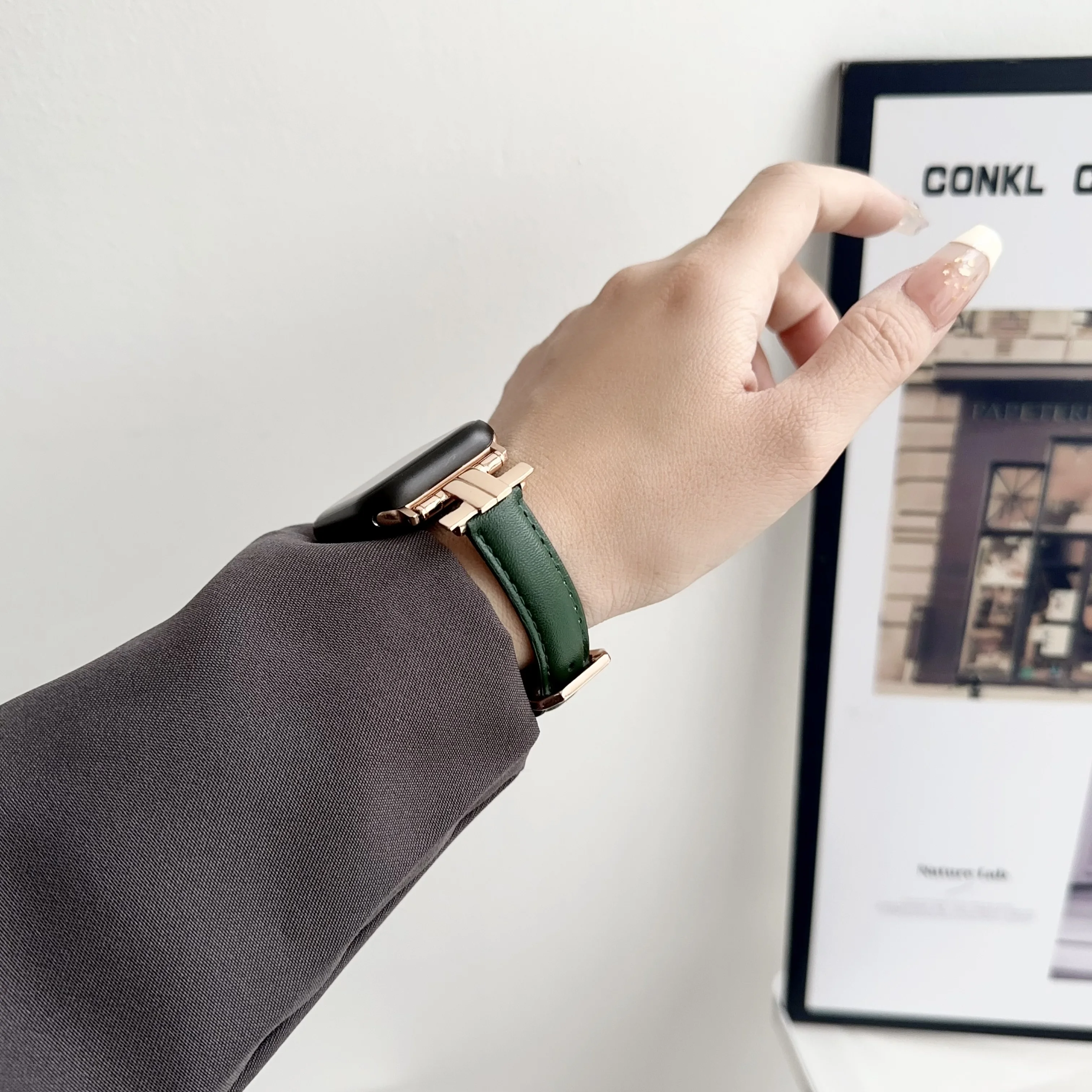 Ремешок кожаный для Apple iwatch band 40/44 мм 45 мм 89 Ultra2 49 мм