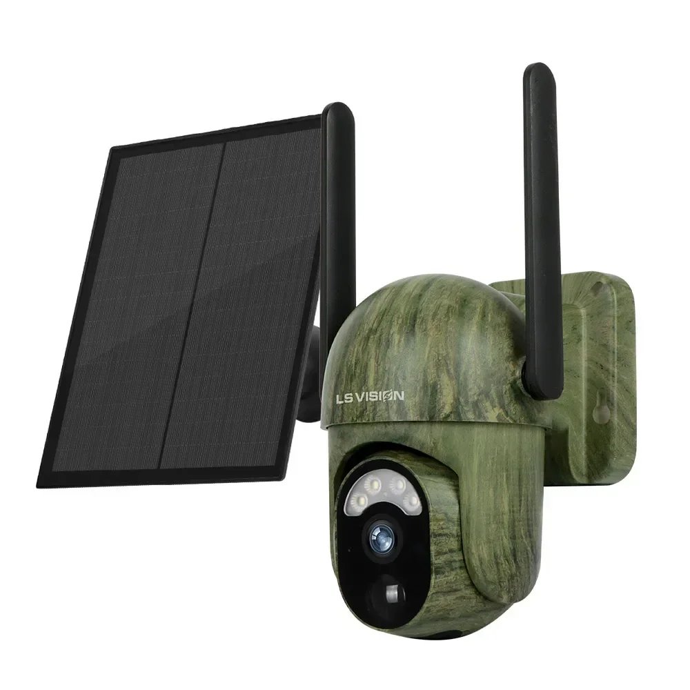 LS VISION 4MP 4G cámara de seguridad Solar inalámbrica WiFi al aire libre detección humana/animales conversación bidireccional IP66 cámara impermeable para vida silvestre