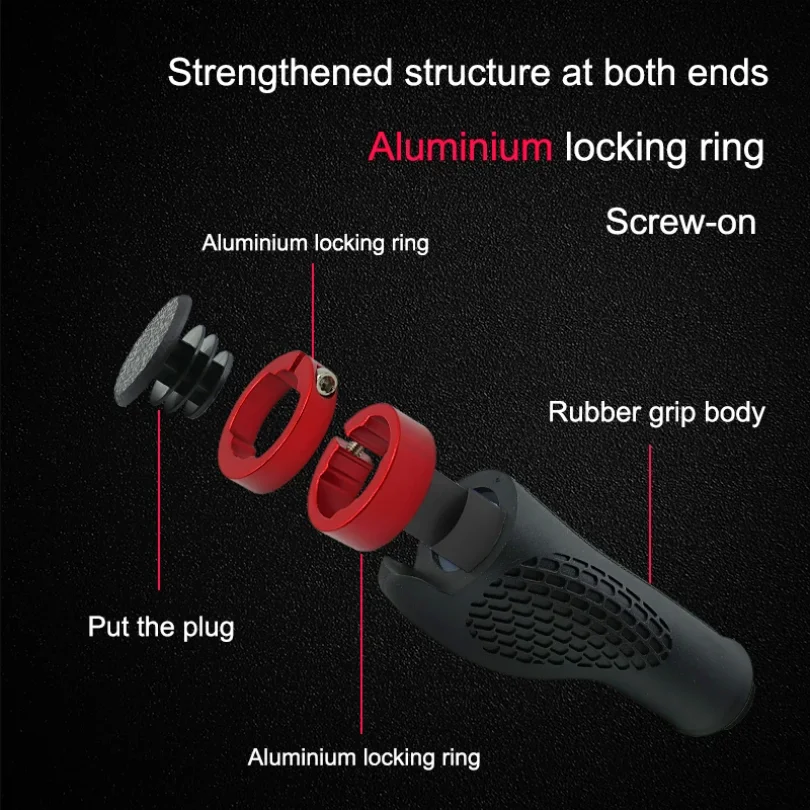 PE Rubber MTB Bike Grips Handlebar Cover Rubber Soft Anti-Skid Bicycle Grip Alloy Lock Bar BMX Handle