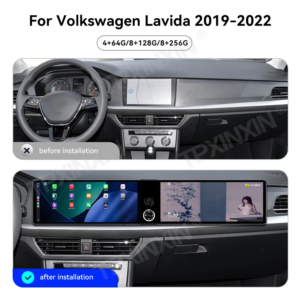 

12.3" Dual Screen Car Radio For Volkswagen Lavida 2019-2022 Multimedia Video Player Stereo Auto Navigation Carplay Auto Parts