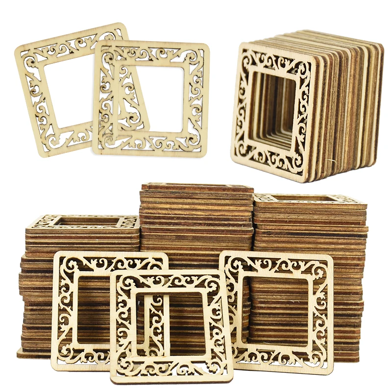 20 pezzi di fette di legno cave cornice per foto fai da te artigianato in legno naturale scrapbooking per la casa decorazione natalizia abbellimento